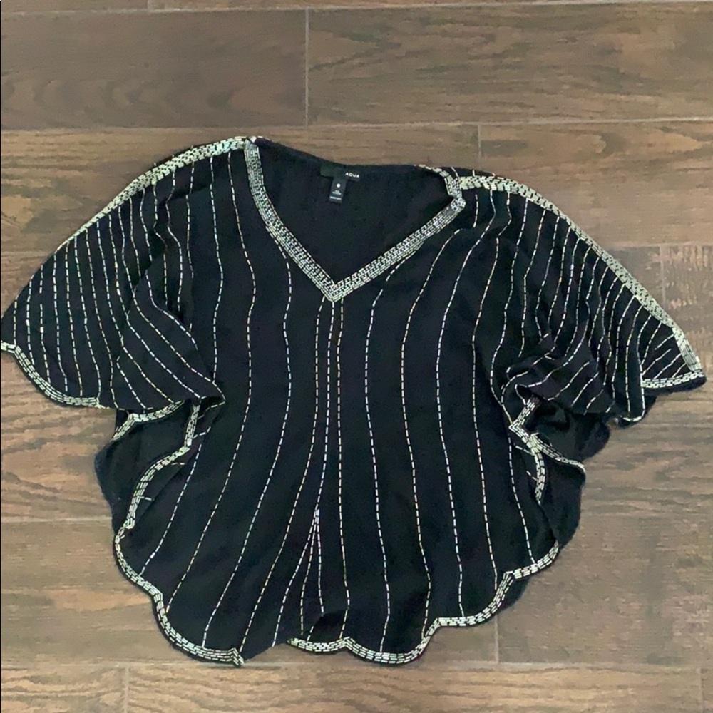 Aqua Beaded Blouse Too